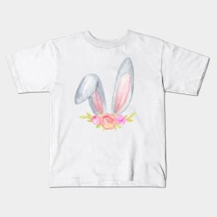 Easter bunny ears with floral Kids T-Shirt